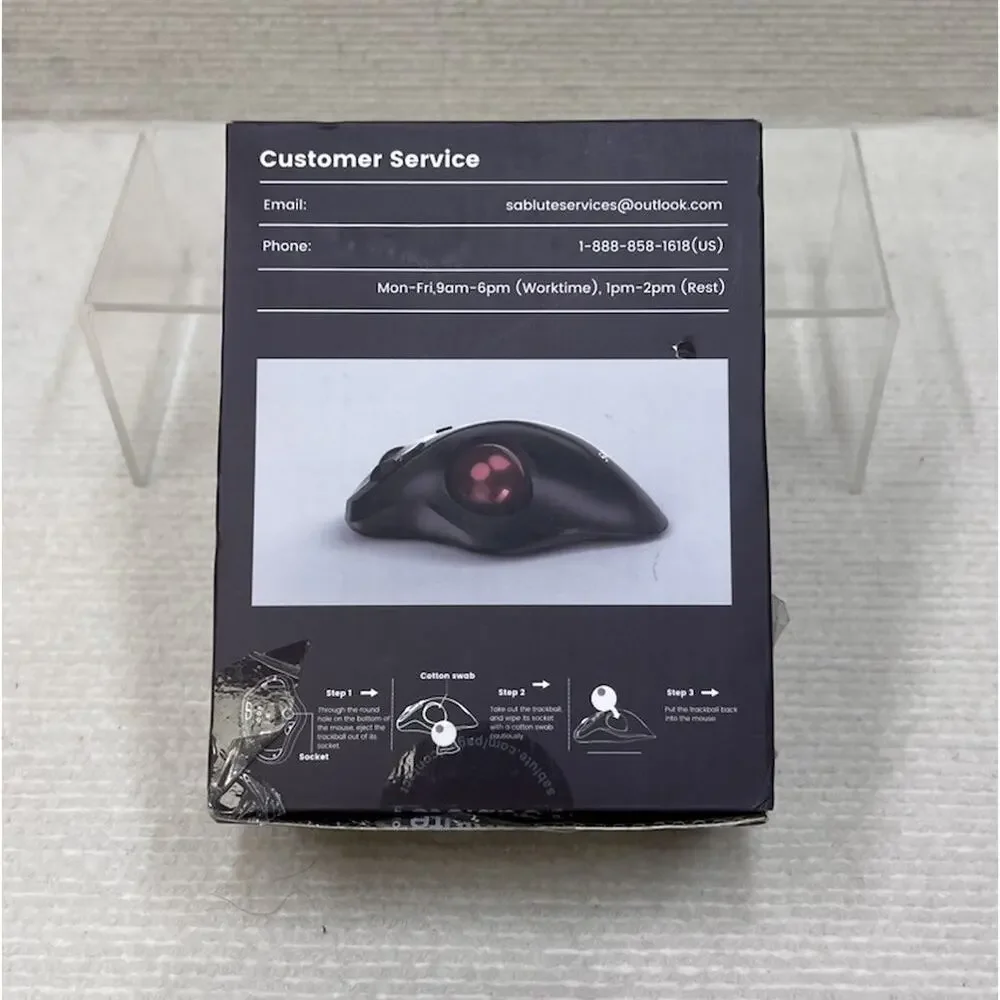 SABLUTE MAM2 Wireless Trackball Mouse - Ergonomic Thumb Control - Open Box New
